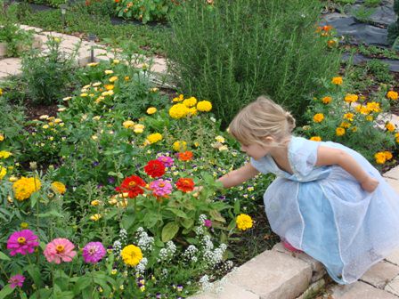 chesterfield-landscaping-ballwin-wildwood-landscape-design-st-louis-plant-installation-girl-picking-flowers